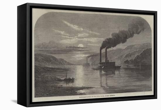 Moonlight Scene on the Ohio River, North America-null-Framed Stretched Canvas