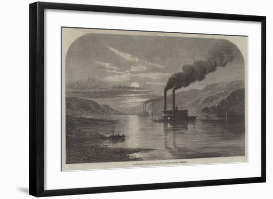 Moonlight Scene on the Ohio River, North America-null-Framed Giclee Print