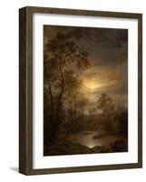 Moonlight Scene (painting on panel), 1815-1845-Pierre Jean Hellemans-Framed Giclee Print