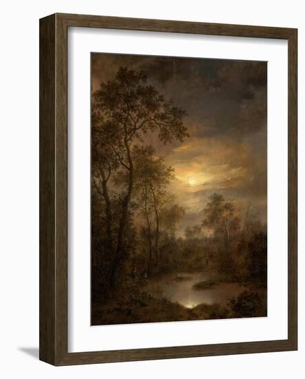 Moonlight Scene (painting on panel), 1815-1845-Pierre Jean Hellemans-Framed Giclee Print