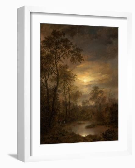 Moonlight Scene (painting on panel), 1815-1845-Pierre Jean Hellemans-Framed Giclee Print