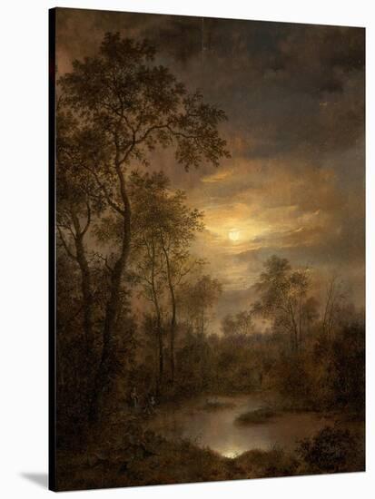 Moonlight Scene (painting on panel), 1815-1845-Pierre Jean Hellemans-Stretched Canvas