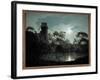 Moonlight with Lake and Castle Romantic Night Landscape. Painting by Joseph Wright of Derby (1734-1-Joseph Wright of Derby-Framed Giclee Print