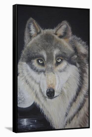 Moonlight Wolf-Sue Clyne-Framed Stretched Canvas