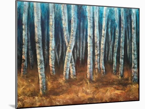 Moonlit Birchwood-Walt Johnson-Mounted Art Print