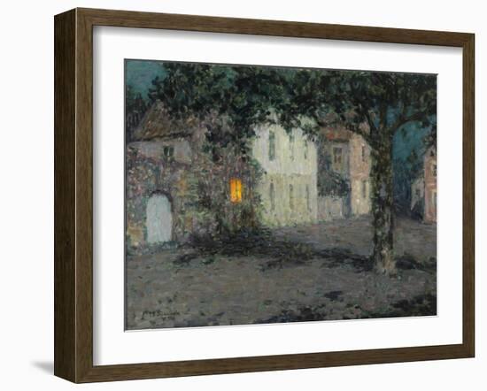 Moonlit City Square in Cherbourg, Ca 1934-Henri Eugene Augustin Le Sidaner-Framed Giclee Print