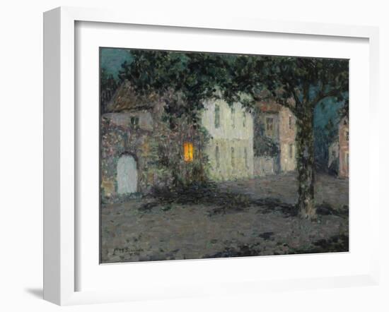 Moonlit City Square in Cherbourg, Ca 1934-Henri Eugene Augustin Le Sidaner-Framed Giclee Print