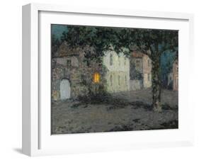 Moonlit City Square in Cherbourg, Ca 1934-Henri Eugene Augustin Le Sidaner-Framed Giclee Print