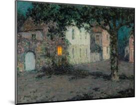 Moonlit City Square in Cherbourg-Henri Eugene Augustin Le Sidaner-Mounted Giclee Print