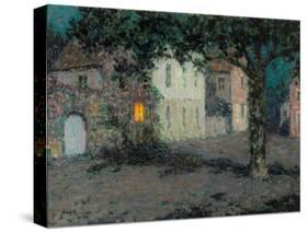 Moonlit City Square in Cherbourg-Henri Eugene Augustin Le Sidaner-Stretched Canvas