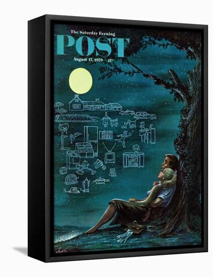 "Moonlit Future" Saturday Evening Post Cover, August 15, 1959-Constantin Alajalov-Framed Stretched Canvas