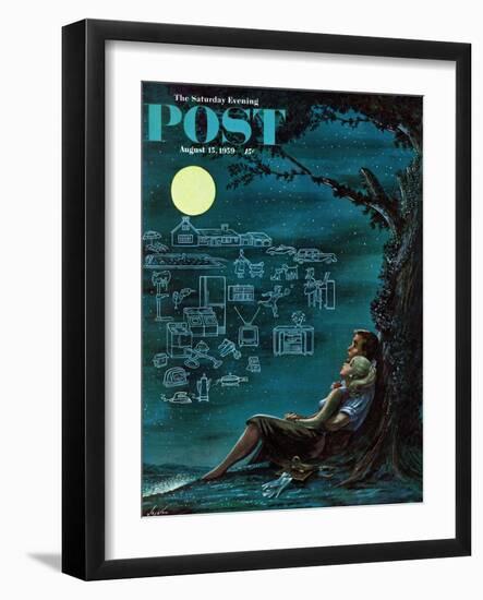 "Moonlit Future" Saturday Evening Post Cover, August 15, 1959-Constantin Alajalov-Framed Giclee Print