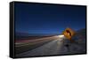 Moonlit Highway in Death Valley.-Jon Hicks-Framed Stretched Canvas