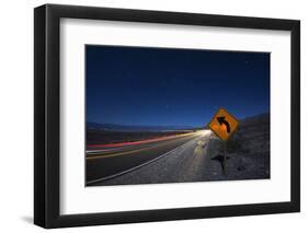 Moonlit Highway in Death Valley.-Jon Hicks-Framed Photographic Print