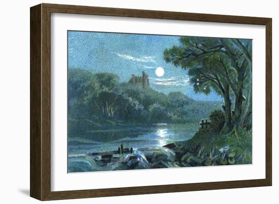 Moonlit Italian Lake-null-Framed Art Print