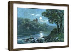 Moonlit Italian Lake-null-Framed Art Print