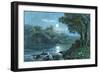 Moonlit Italian Lake-null-Framed Art Print