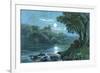 Moonlit Italian Lake-null-Framed Premium Giclee Print