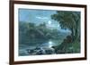 Moonlit Italian Lake-null-Framed Premium Giclee Print