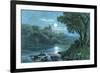 Moonlit Italian Lake-null-Framed Premium Giclee Print