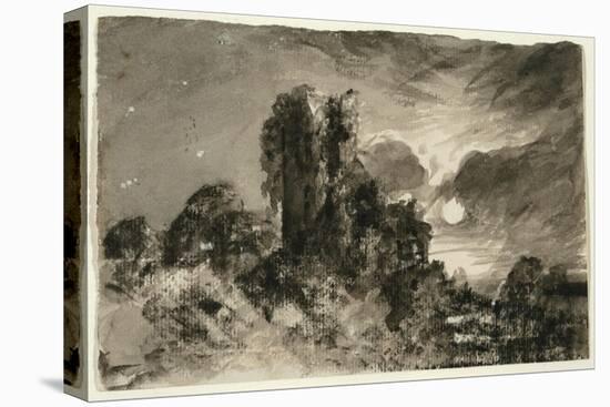 Moonlit Ivy Tower From Thomas Gray's Elegy-John Constable-Stretched Canvas