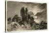 Moonlit Ivy Tower From Thomas Gray's Elegy-John Constable-Stretched Canvas