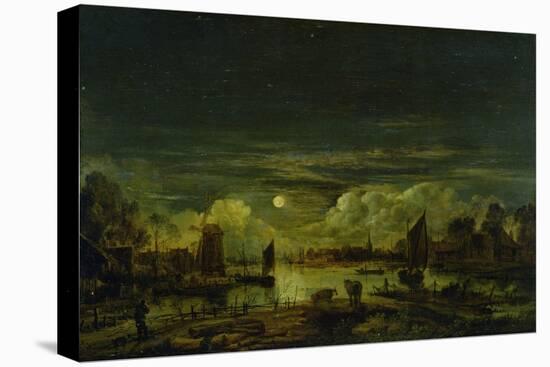 Moonlit Landscape-Aert van der Neer-Stretched Canvas