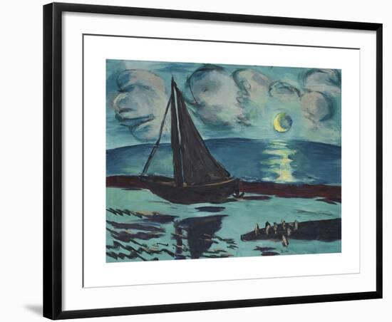 Moonlit Night by the Sea-Max Beckmann-Framed Premium Giclee Print
