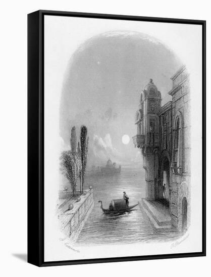 Moonlit Scene in Venice, Engraved by Robert Brandard, 1846 (Engraving)-George Cattermole-Framed Stretched Canvas