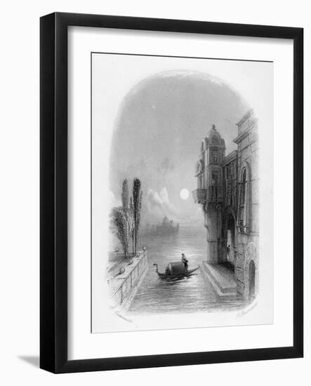 Moonlit Scene in Venice, Engraved by Robert Brandard, 1846 (Engraving)-George Cattermole-Framed Giclee Print