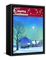 "Moonlit Sleighride," Country Gentleman Cover, December 1, 1943-Kent Rockwell-Framed Stretched Canvas