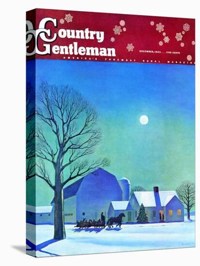 "Moonlit Sleighride," Country Gentleman Cover, December 1, 1943-Kent Rockwell-Stretched Canvas