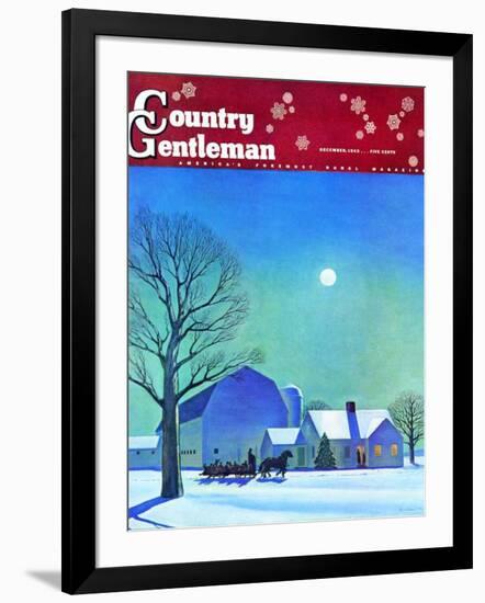 "Moonlit Sleighride," Country Gentleman Cover, December 1, 1943-Kent Rockwell-Framed Giclee Print