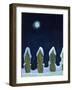 Moonlit Snowy Fence, 1970s-George Adamson-Framed Giclee Print