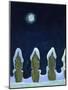 Moonlit Snowy Fence, 1970s-George Adamson-Mounted Giclee Print