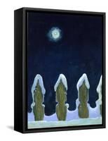 Moonlit Snowy Fence, 1970s-George Adamson-Framed Stretched Canvas