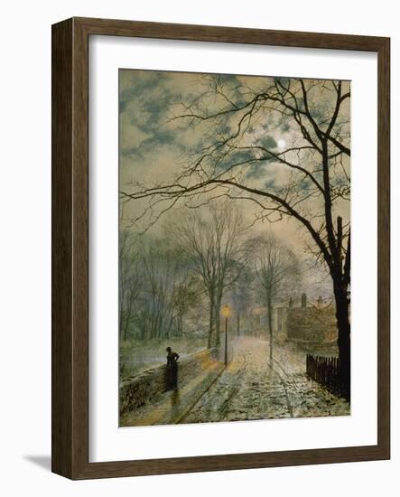 Moonlit Street in Autumn on the Isle of Wight, 1878-John Atkinson Grimshaw-Framed Giclee Print