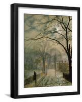 Moonlit Street in Autumn on the Isle of Wight, 1878-John Atkinson Grimshaw-Framed Giclee Print