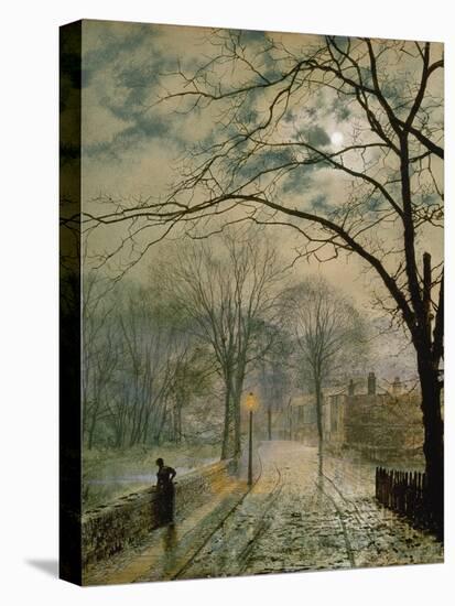 Moonlit Street in Autumn on the Isle of Wight, 1878-John Atkinson Grimshaw-Stretched Canvas