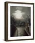 Moonlit Street Scene, 1887 (Oil on Canvas)-Walter Linsley Meegan-Framed Giclee Print