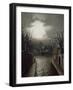 Moonlit Street Scene, 1887 (Oil on Canvas)-Walter Linsley Meegan-Framed Giclee Print