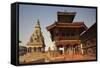 Moonlit View of Durbar Square, Bhaktapur, UNESCO World Heritage Site, Kathmandu Valley, Nepal, Asia-Ian Trower-Framed Stretched Canvas