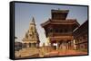 Moonlit View of Durbar Square, Bhaktapur, UNESCO World Heritage Site, Kathmandu Valley, Nepal, Asia-Ian Trower-Framed Stretched Canvas