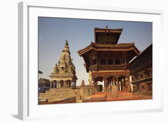 Moonlit View of Durbar Square, Bhaktapur, UNESCO World Heritage Site, Kathmandu Valley, Nepal, Asia-Ian Trower-Framed Photographic Print