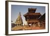 Moonlit View of Durbar Square, Bhaktapur, UNESCO World Heritage Site, Kathmandu Valley, Nepal, Asia-Ian Trower-Framed Photographic Print
