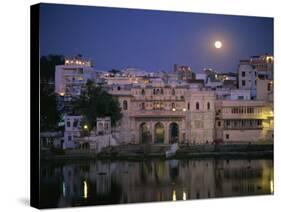 Moonlit View of Gangaur Ghat, with Old City Gateway, Udaipur, Rajasthan State, India-Richard Ashworth-Stretched Canvas