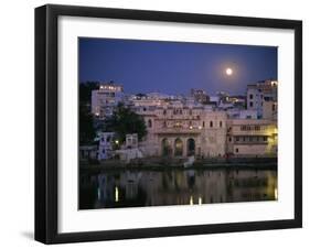 Moonlit View of Gangaur Ghat, with Old City Gateway, Udaipur, Rajasthan State, India-Richard Ashworth-Framed Photographic Print