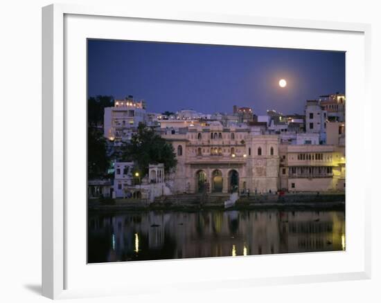 Moonlit View of Gangaur Ghat, with Old City Gateway, Udaipur, Rajasthan State, India-Richard Ashworth-Framed Photographic Print