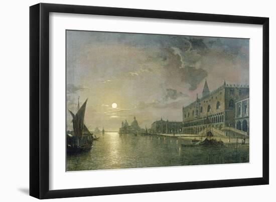 Moonlit View of the Bacino Di San Marco, Venice, with the Doge's Palace-Henry Pether-Framed Giclee Print