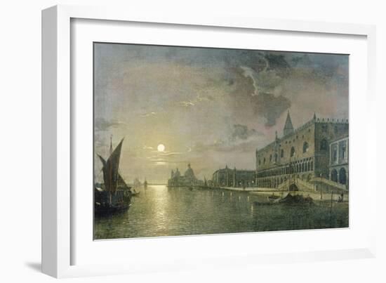 Moonlit View of the Bacino Di San Marco, Venice, with the Doge's Palace-Henry Pether-Framed Giclee Print